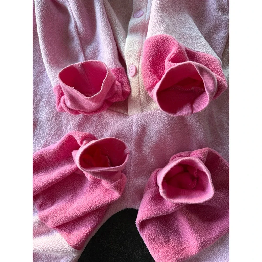 Lilo & Stitch Angel Adult M Pink Hooded Fleece Pajamas Cosplay‎ Christmas PJ's